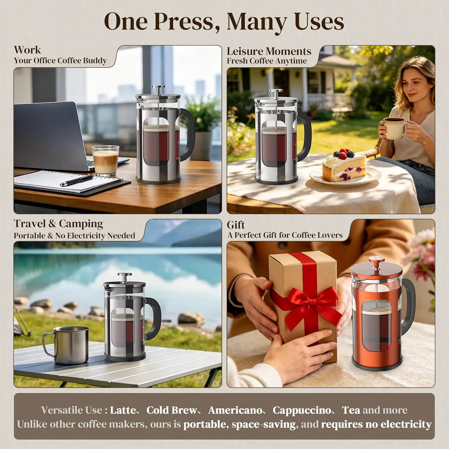 French Press Coffee Maker 34oz - Travel Accessories Gifts review and price