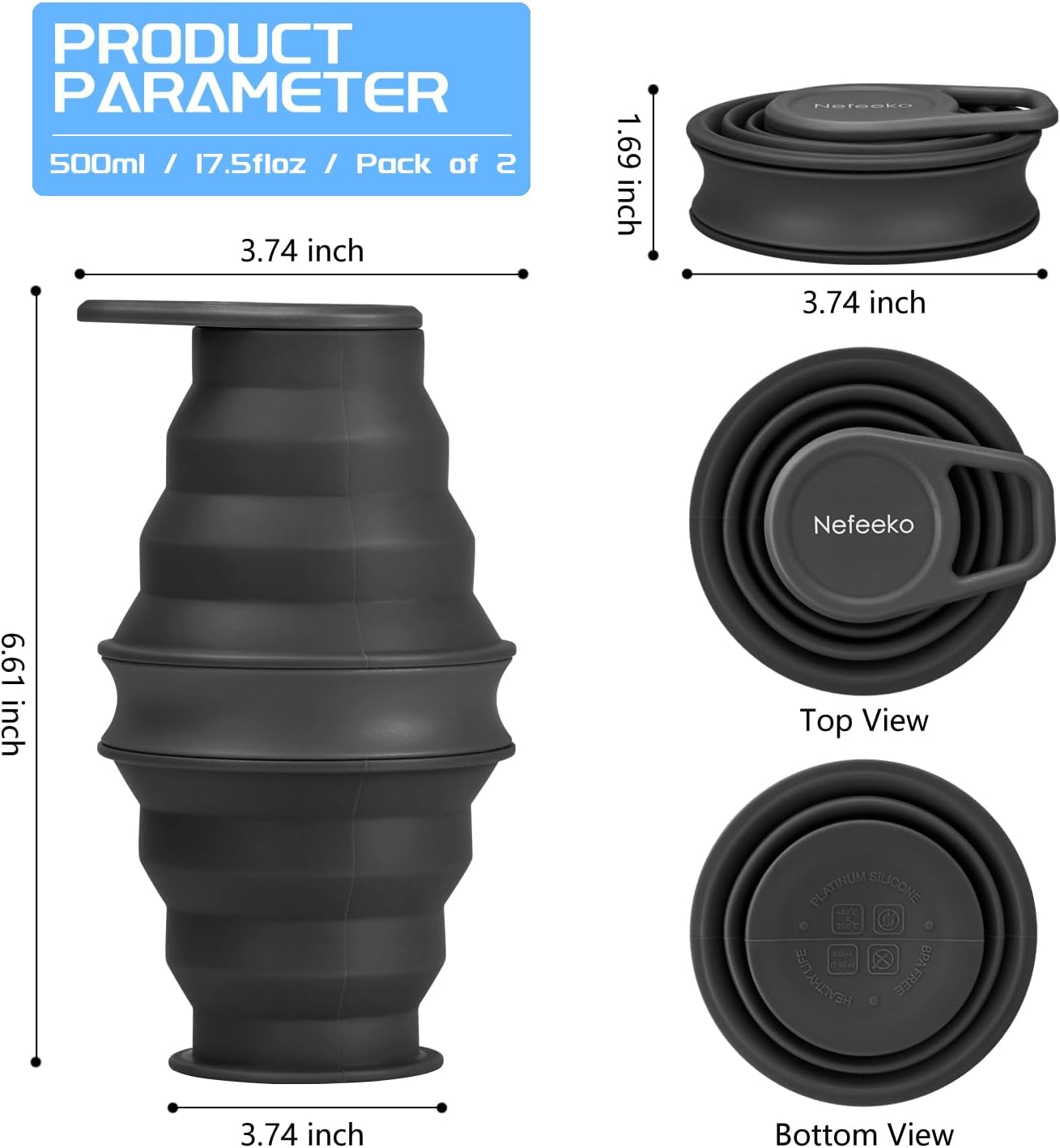 17oz Collapsible Water Bottle, - Water Bottle Collapsible review and price